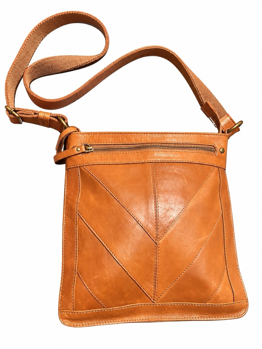 Lucky Brand Cognac 100% Genuine Leather Crossbody Bag